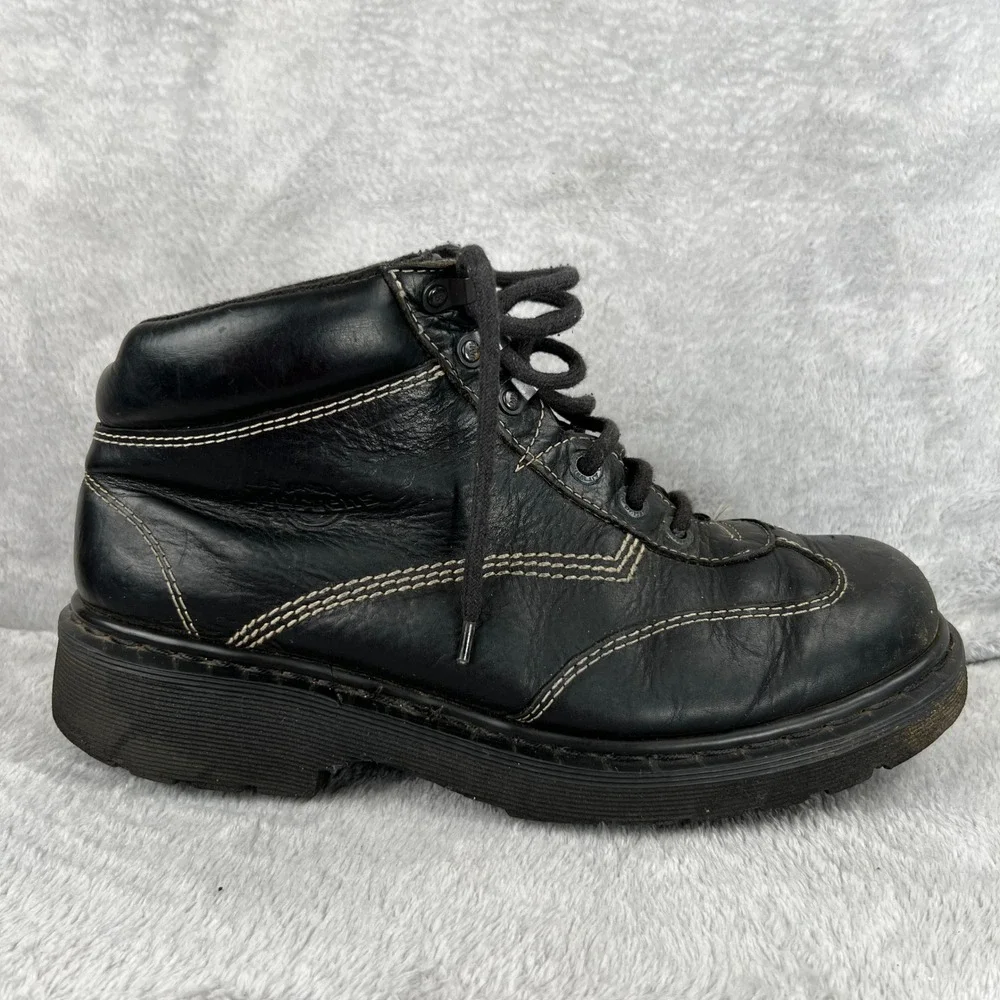 Vintage Dr Martens AW004 Boots 12 Black Leather Made In England Work Lug